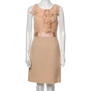 MILLY Peach Wool/Silk Mixed Media Sheath Cocktail Dress (size 6)